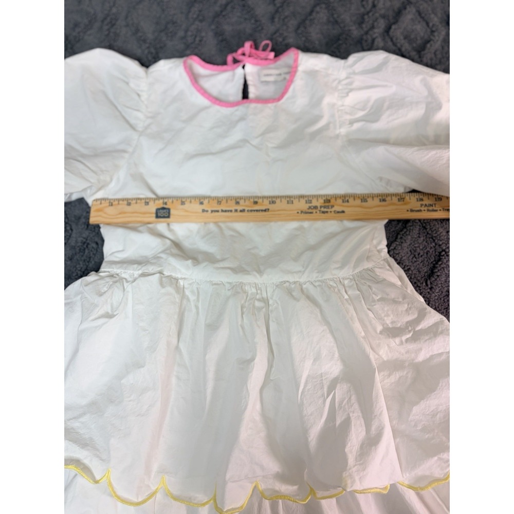 English Factory Women's White Solid Round Neck Puff Sleeve Midi A-Line Dress M - Picture 6 of 7